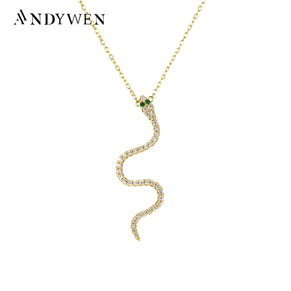 

Ожерелье ANDYWEN из стерлингового серебра 925 пробы с кулоном в виде длинной змеи 34 мм, модное роскошное изящное ювелирное изделие 2021 с животными