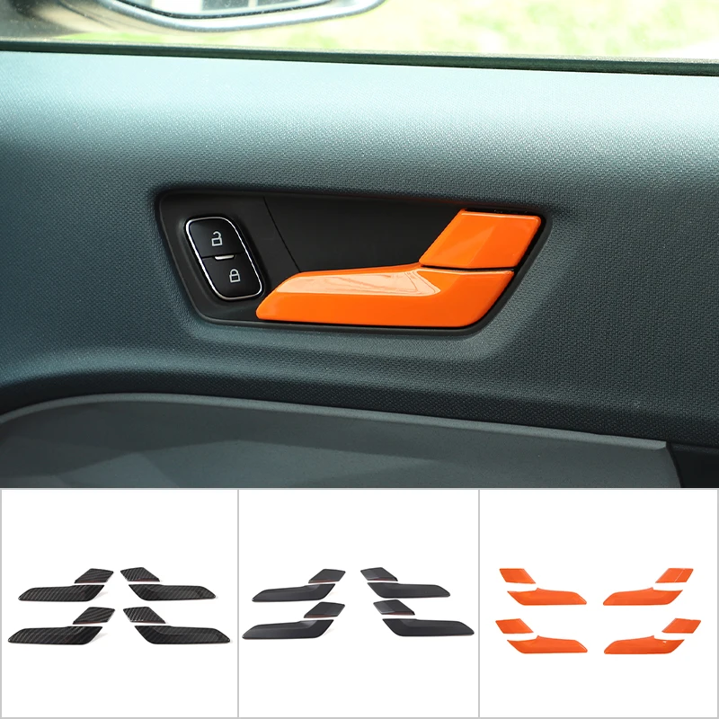 

ABS Carbon Fiber Matte Black Orange Car Inner Door Pull Handle Cover Trim Sticker For Ford Maverick 2022 Interior Accessories