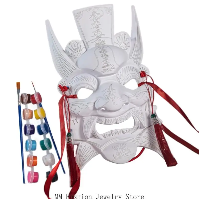 Фото D0UB Blank Nuo Operas Mask Diy Blank Mask Maskable Mask White/Black Masquerades Mask Mardi Gras Маска для взрослых детей подарки №3