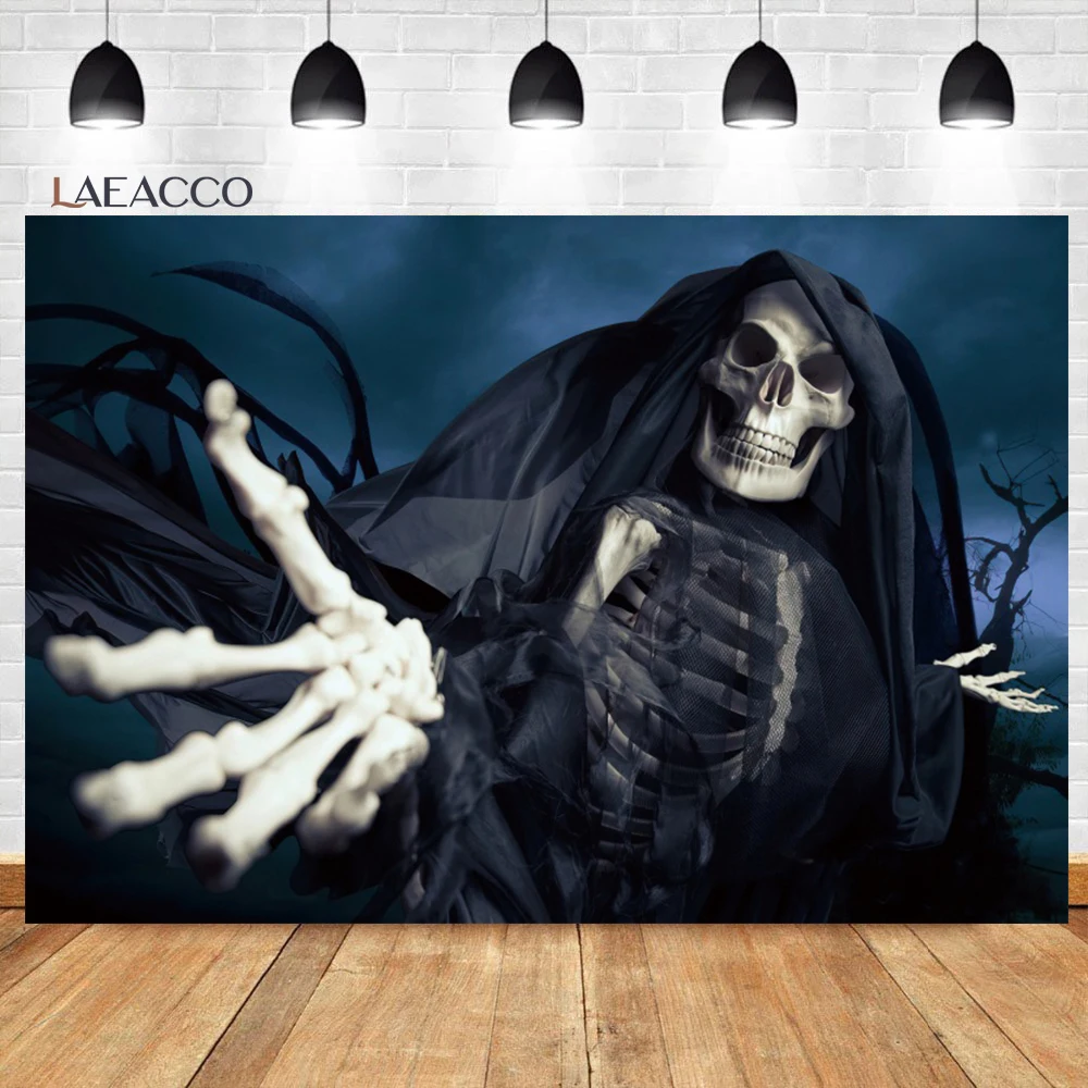 

Laeacco Halloween Scary Skull Photo Backdrop Horror Night Graveyard Ghost Kids Birthday Adult Portrait Photography Background