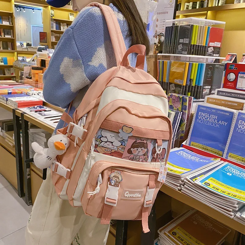 

Qyahlybz college students contrast backpacks cute large capacity ins shoulder bag backpack child girl teenager school bags