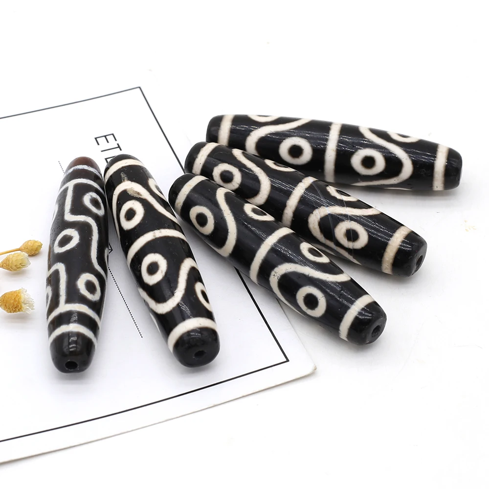 

1pcs Natural Stone Black Agates Pendant Loose Beads for Women Necklace Earring Accessories Jewelry Making DIY Size 14x58mm