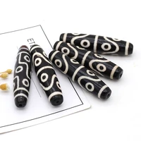 1pcs natural stone black agates pendant loose beads for women necklace earring accessories jewelry making diy size 14x58mm