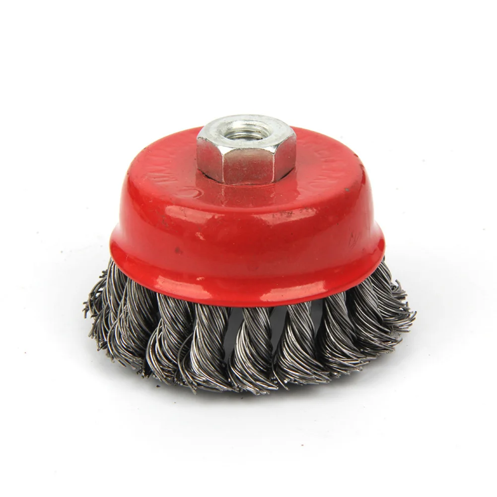 

Paint Remove Quick Metal Steel Wire Wheel Strong Twist Knot Angle Grinder Brush Rust Clean Deburring Red Flat Cup Edge Blending