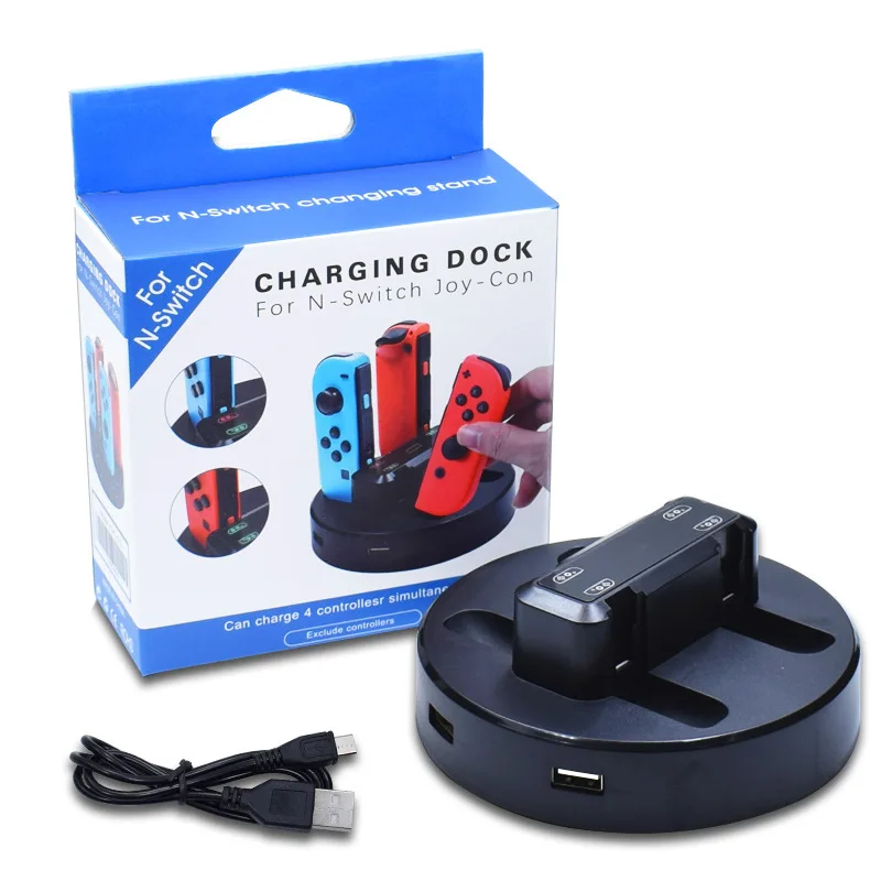 for N-Switch Joy-con Four-Charge for Switch Small Handle Holder Charging Dock with 2 USB Ports And Indicator Light images - 6