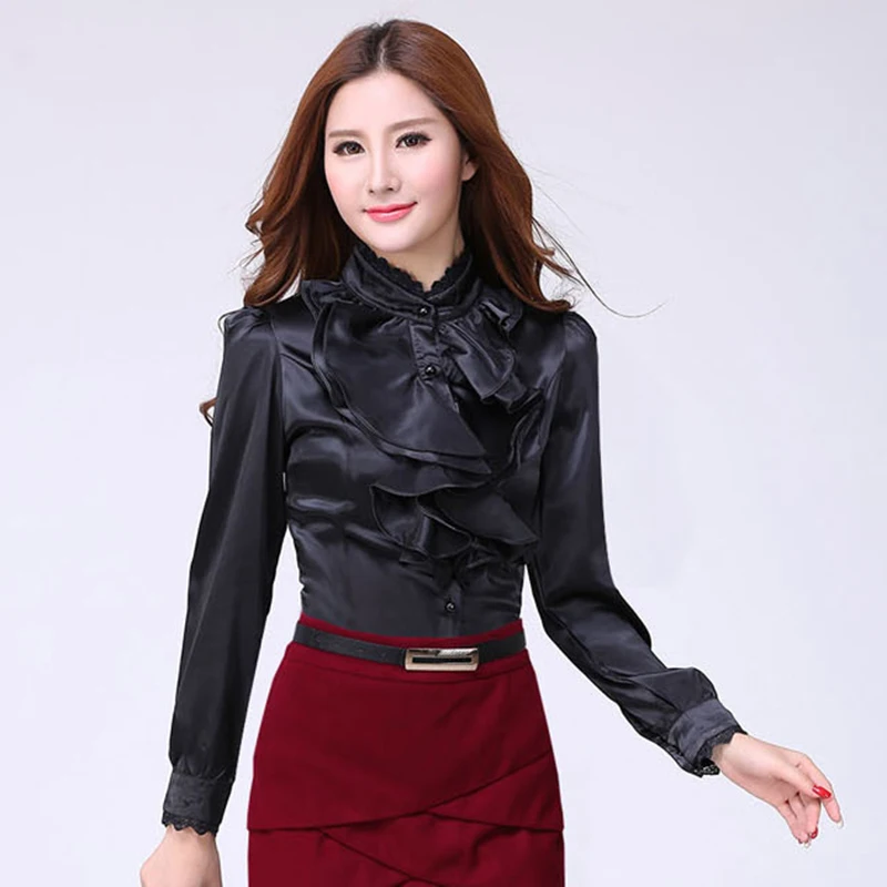 

Spring Autumn Women Career White Shirt Female Long-sleeved Slim Shirt Formal Blouse Overalls Large Size Women Blouses