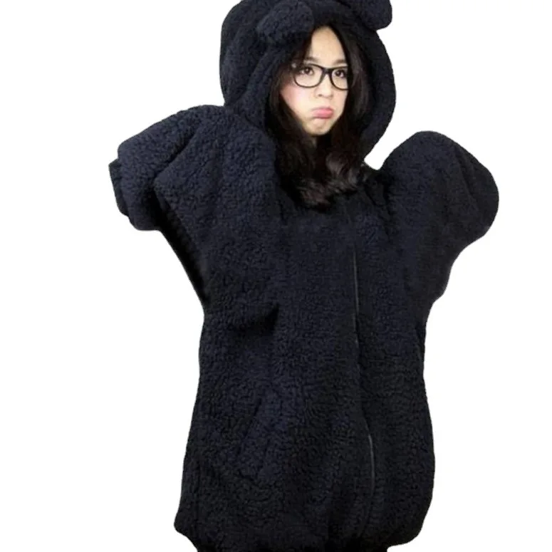 Kawaii Winter Tendy Fur Jackets Cute Girl Coat Little Bear Little Rabbit with Ears Tail Cartoon Plush Coat Hooded Sweater Girl