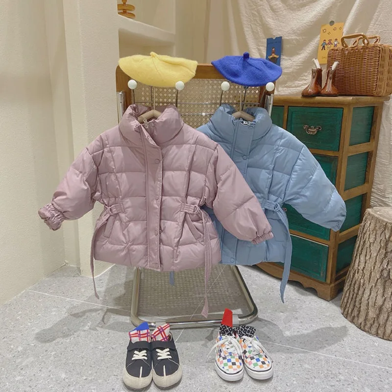 

Fashion Baby Boy Girl Cotton Padded Jacket Winter Infant Toddler Child Coat Waist Belt Warm Thick Outwear Baby Clothes 2-10Y