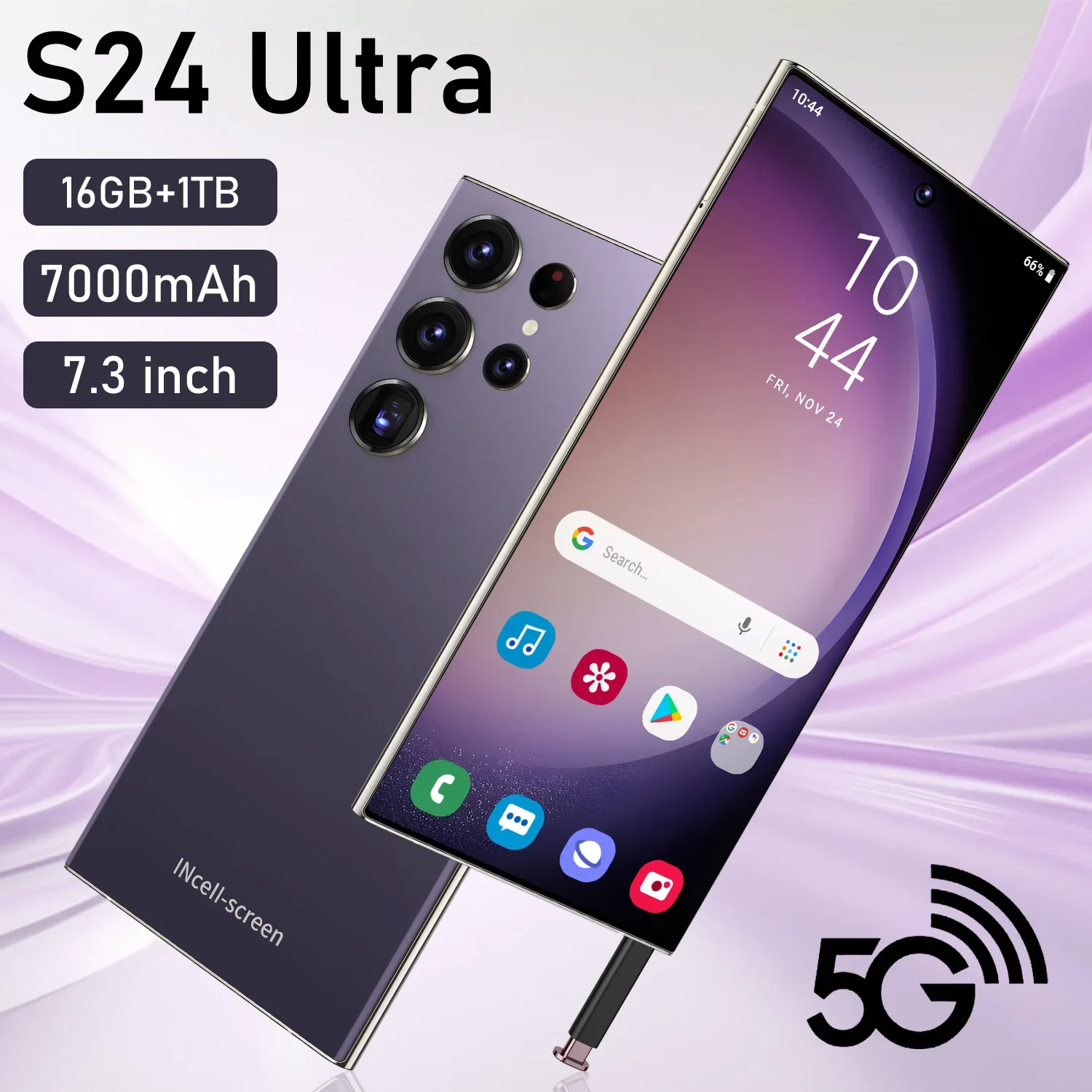 Новый смартфон S24Ultra с большим экраном 7 3 дюйма перекрестной границей 16 + 1T телефон