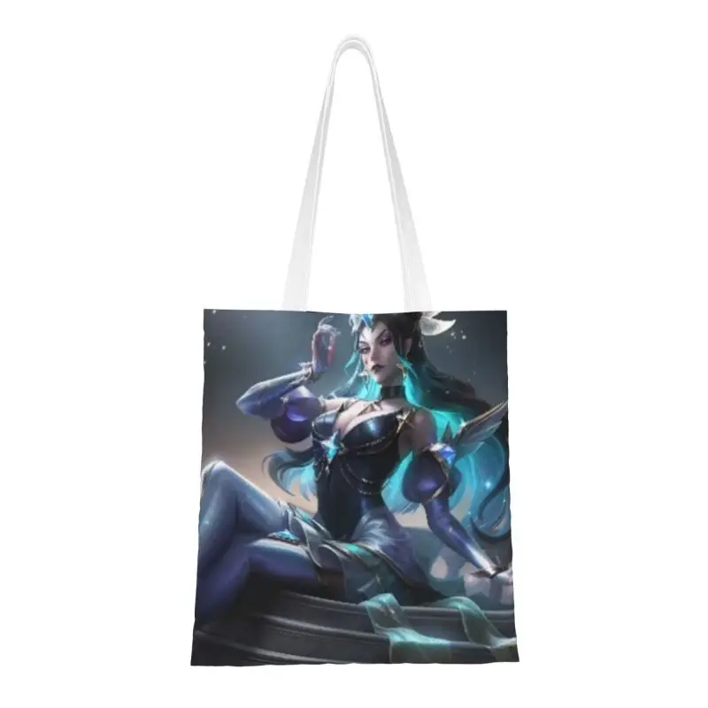 

League Syndra Prestige Edition Leather Legends Groceries Tote Shopping Bags Women Cute Canvas Shopper Shoulder Bags Handbags