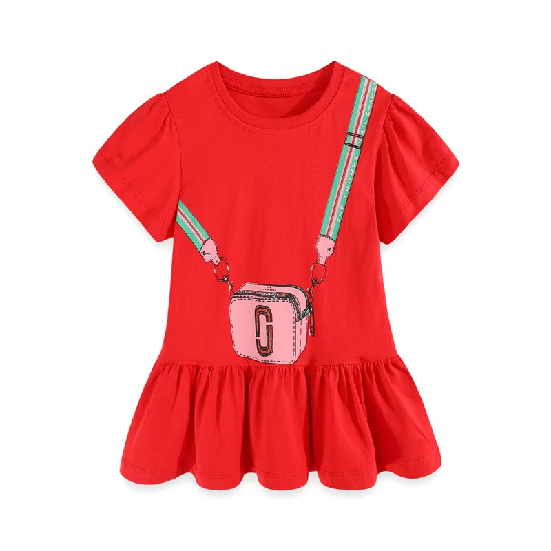 

Jumping Meters 2-7T Children's T Shirts With Skirt Bag Print Baby Girls Clothing Short Sleeve Summer Kids Tops Shirts Costume