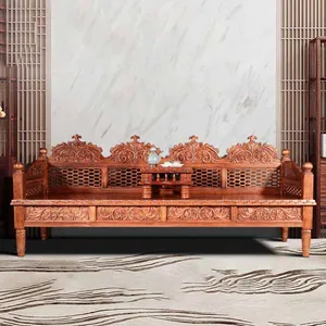 Southeast Asia All Solid Wood Sofa New Chinese Arhat Bed Thai Style Living Room Furniture Coffee Table Combination
