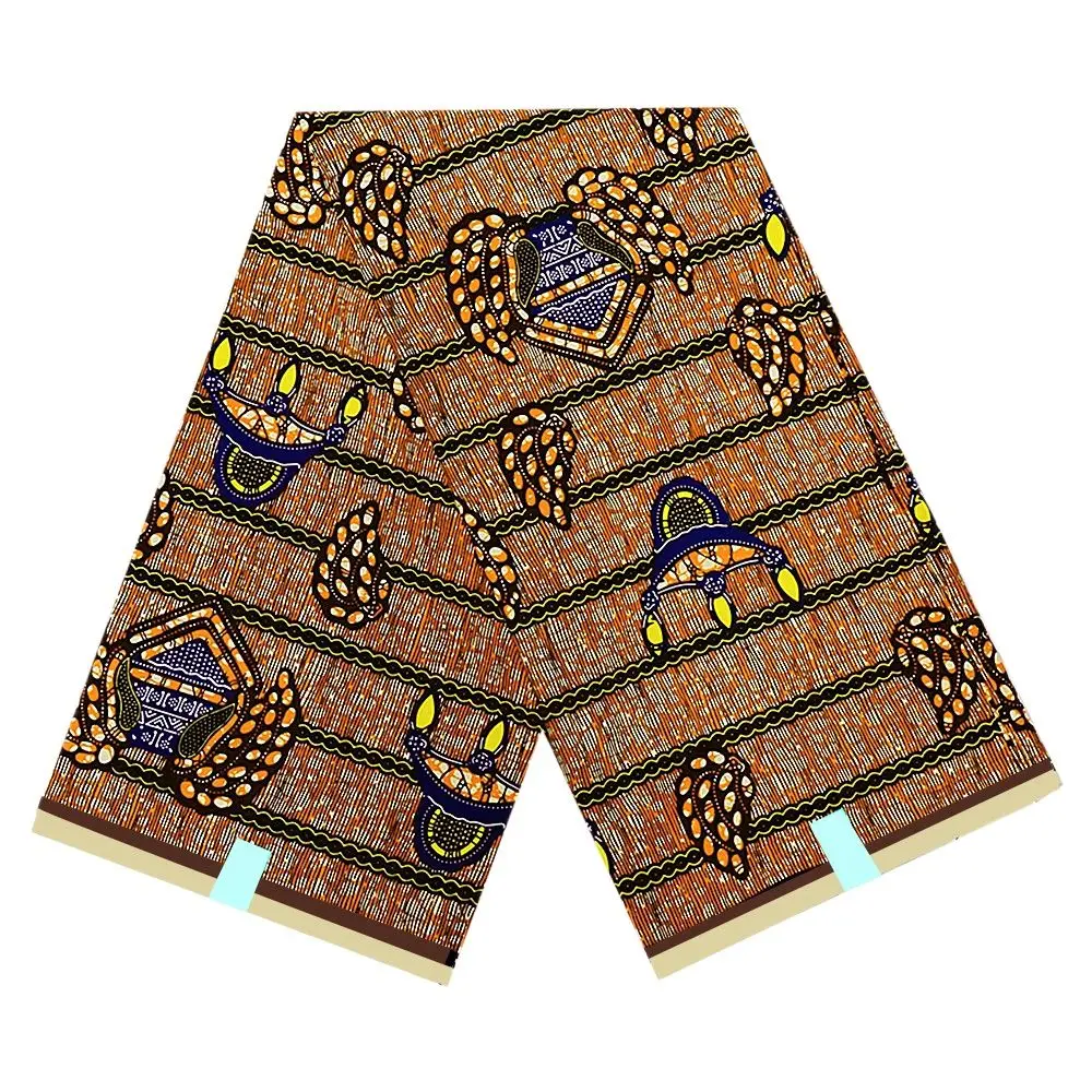

New 100% Cotton Original African Real Ankara Wax Fabric High Quality Soft Pagne Print Batik Nigeria Style DIY Material 6 Yards