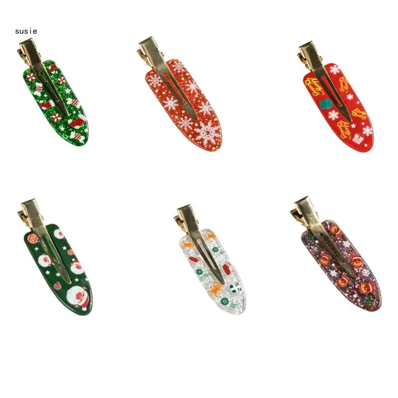 

X7YA Рождественская елка для девочек, заколка для волос с омелой без складок, блестящие украшения, заколка в виде утконоса