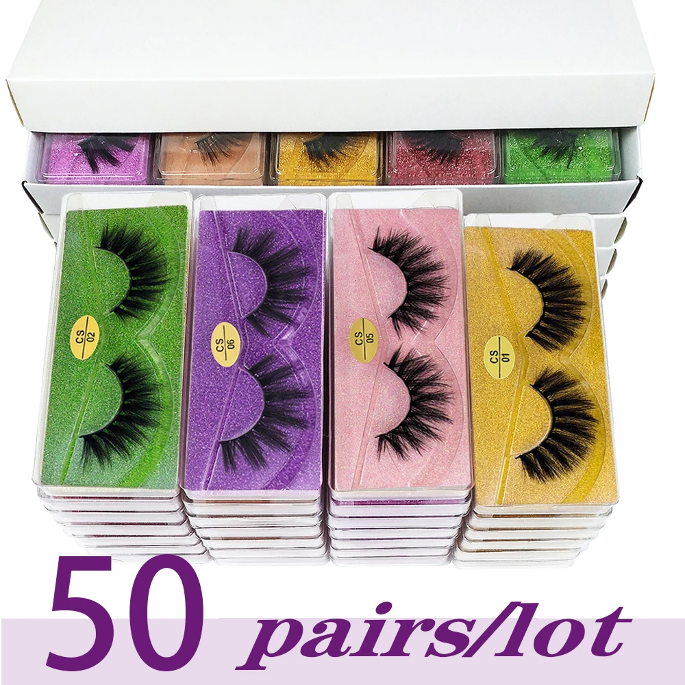 

Lashes Bulk Wholesale 50 Pairs 3d Mink Lashes Natural False Eyelashes Soft Thick Fake Eyelashes Pack Makeup False Lashes Items
