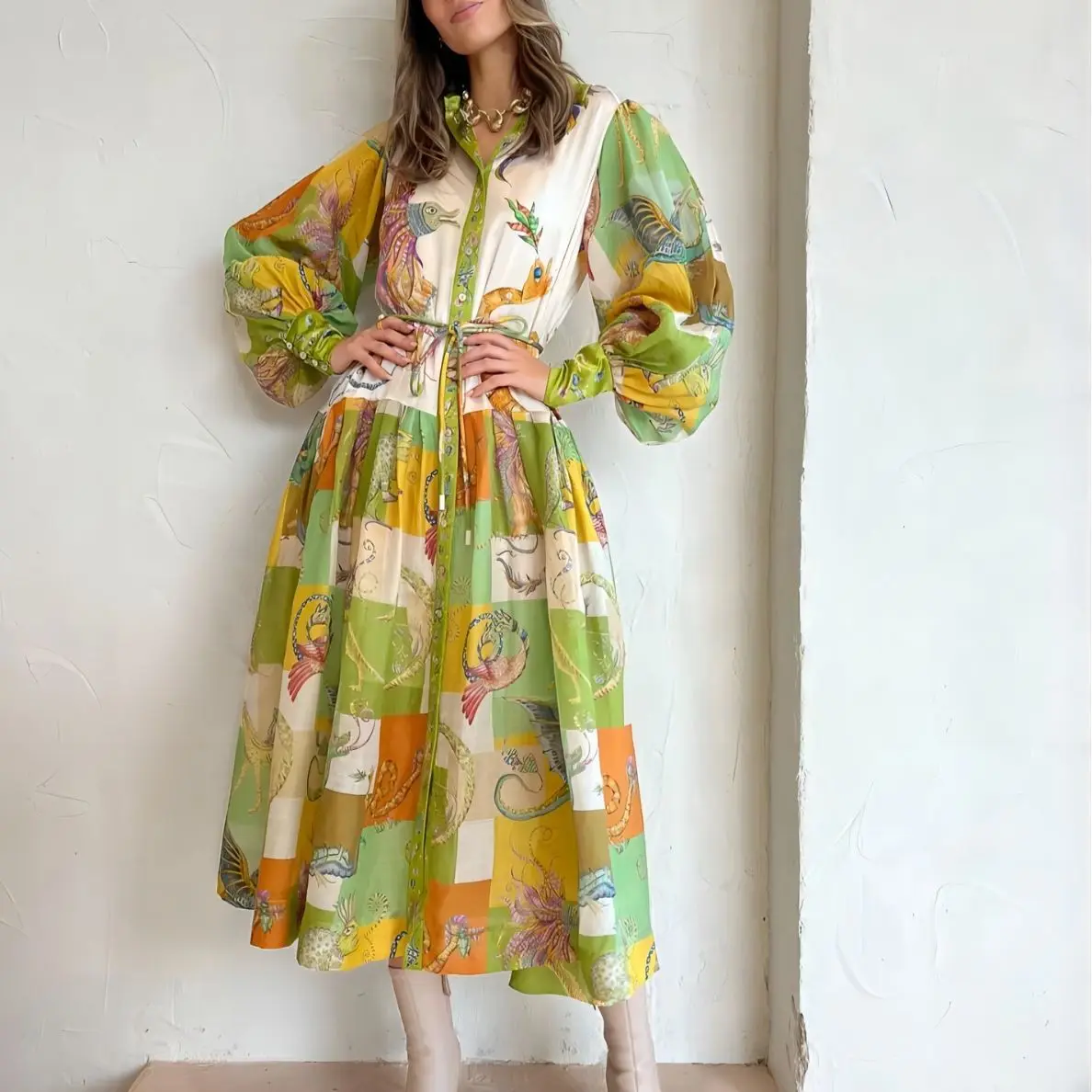 

Spring Summer Women Maxi Dresses Casual Full Sleeve Floral Printed O-neck Woman Bohe Beach Party Long Dress Mujer Vestidos