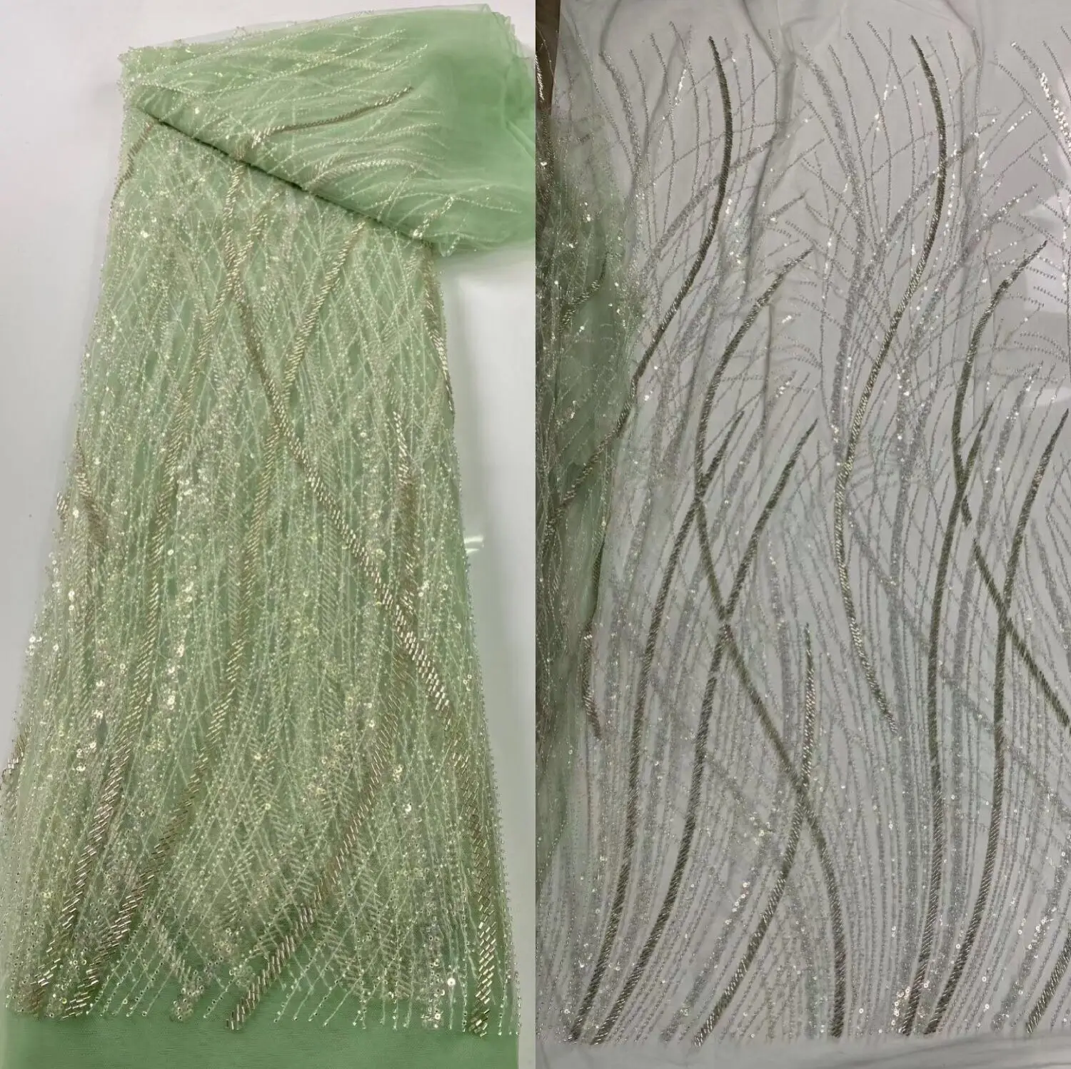 

fashionable french net lace with beads top sale embroidered tulle lace fabric for bridal dress
