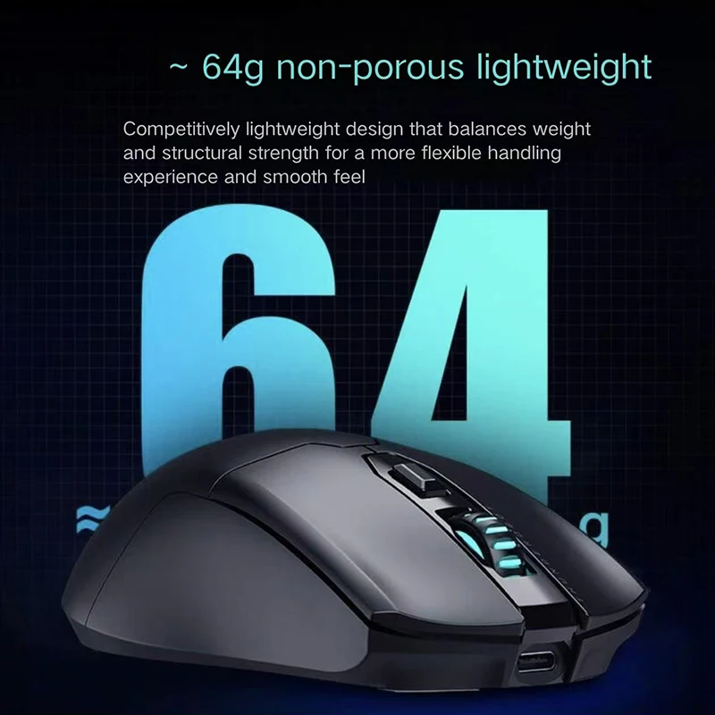 Thunderobot ML602 Беспроводная игровая Bluetooth-мышь PAW3395 26000 точек на дюйм 64 г Легкая