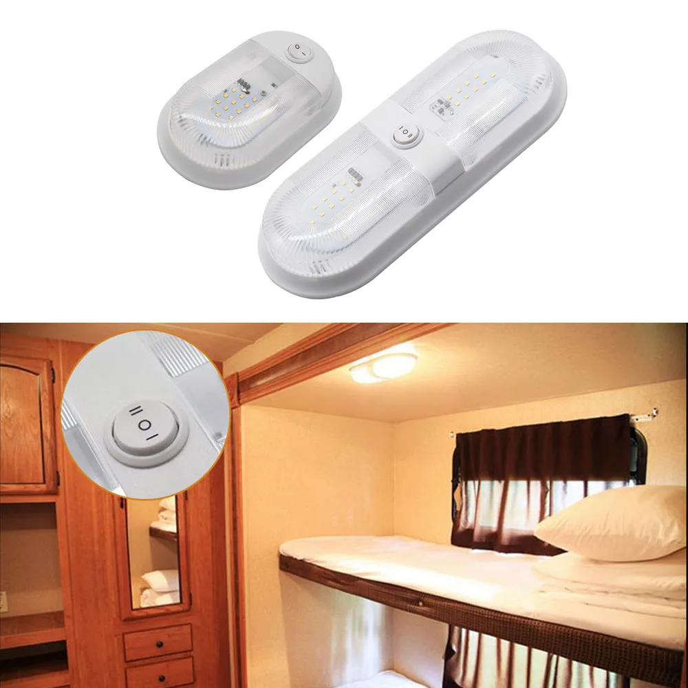 

12 В 24/48 светодиодов потолочный светильник купольный светильник с переключателем Одиночная/двойная лампа для RV Морской лодки яхты кемпинга ...