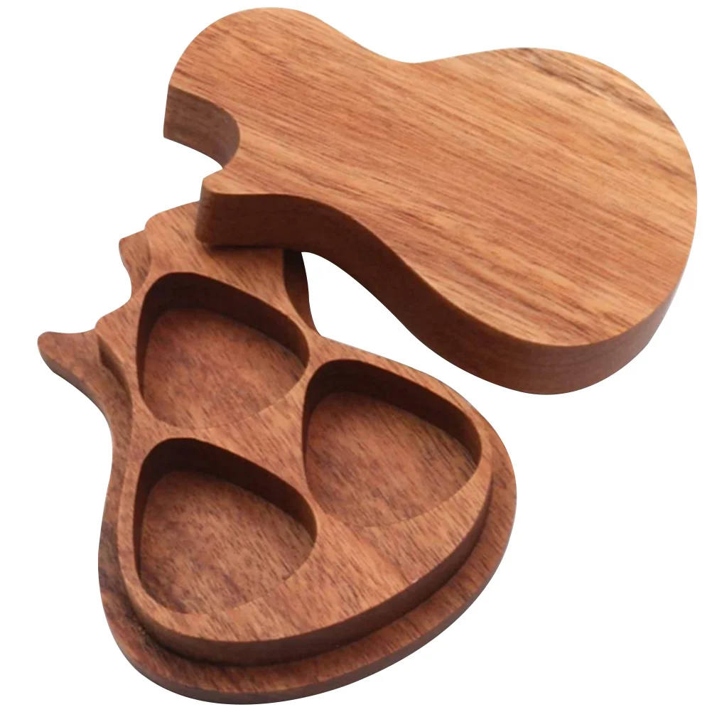 

Portable 3-compartment Wooden Delicate Convenient Guitar Pick Box Guitar Pick Holder