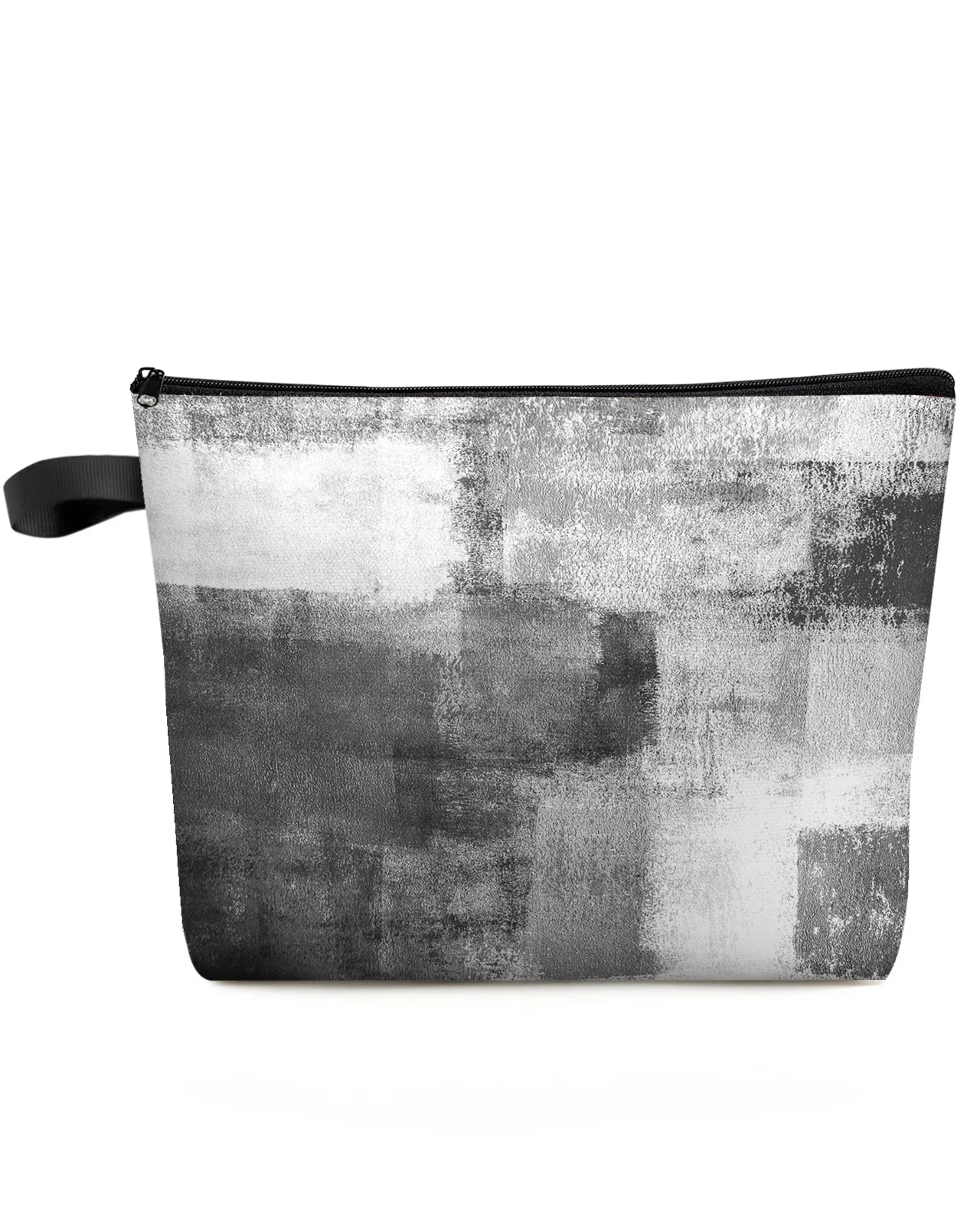 

Oil Painting Abstract Geometry Black White Grey Makeup Bag Pouch Women Essentials Cosmetic Bags Organizer Storage Pencil Case