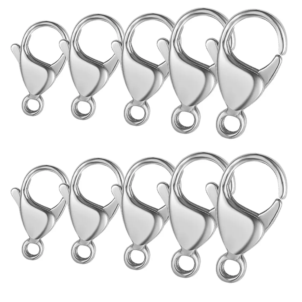 

10pcs/lot Mirror Polished 316L Stainless Steel Lobster Clasp 9-19mm Never Fade Diy Jewelry Clasps for Necklace Bracelet Making