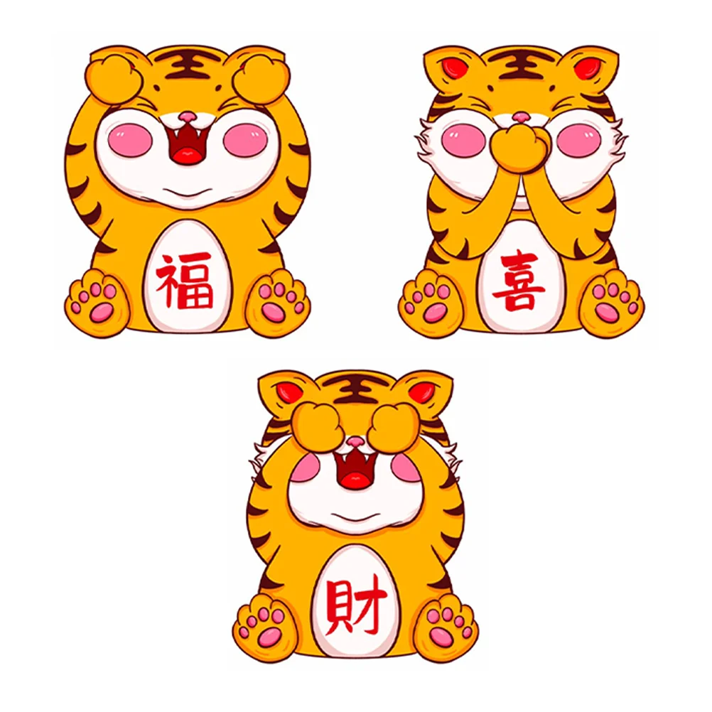 

3pcs Tiger Magnets Cartoon Chinese Style Lovely Adorable Home Refrigerator Decor Refrigerator Magnets Tiger Fridge Magnets