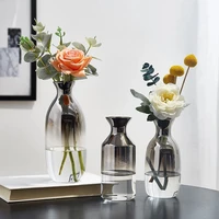 creative glass vase silver gradient nordic home living room decoration cachepot for flowers vases for interior table decoration
