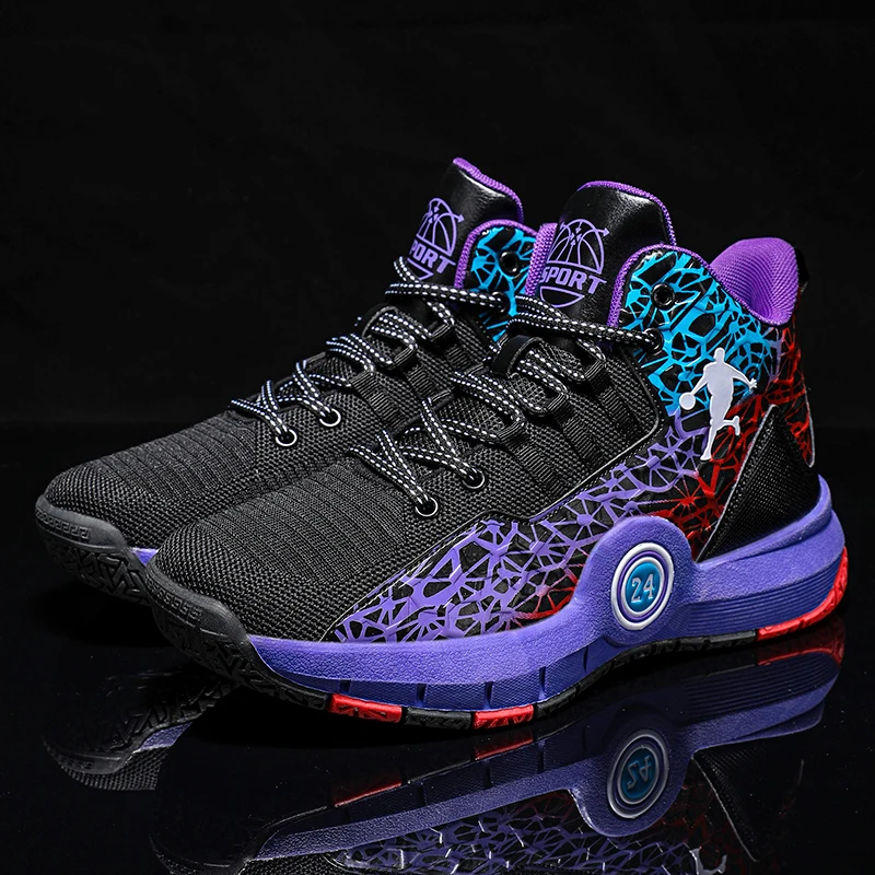 Hot Sale Children's Basketball Sneakers Wear Resistant Mesh Breathable Teenagers Basketball Training Footwear Kid Athletic Shoes