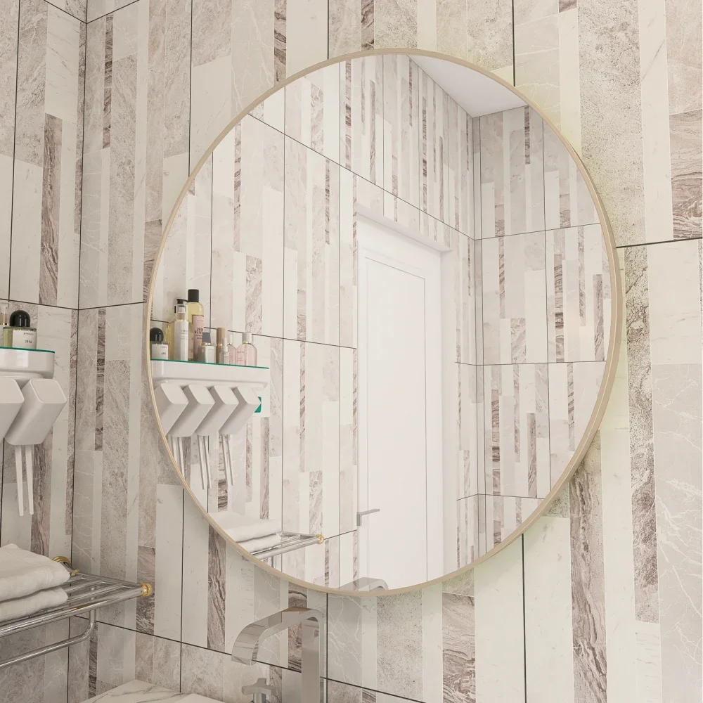 

Matte Gold Wall Mirror 32 inches; Round Mirror Metal Framed Mirror Circle Wall Mounted Mirror, Large Circular Mirror for Bathroo