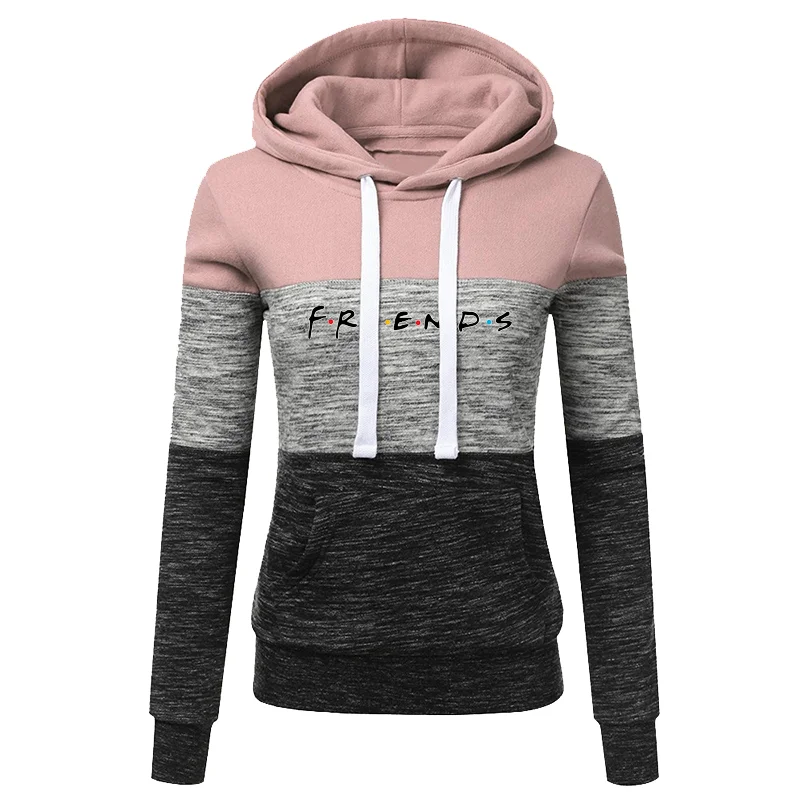 Newest Women Autumn&Winter Hoodie Long Sleeve Friends Printed Pullover Spliced Clothes Casual Sport Hooded Sweatshirts