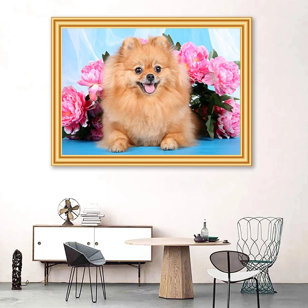 Алмазная вышивка 5D Кот и собака |