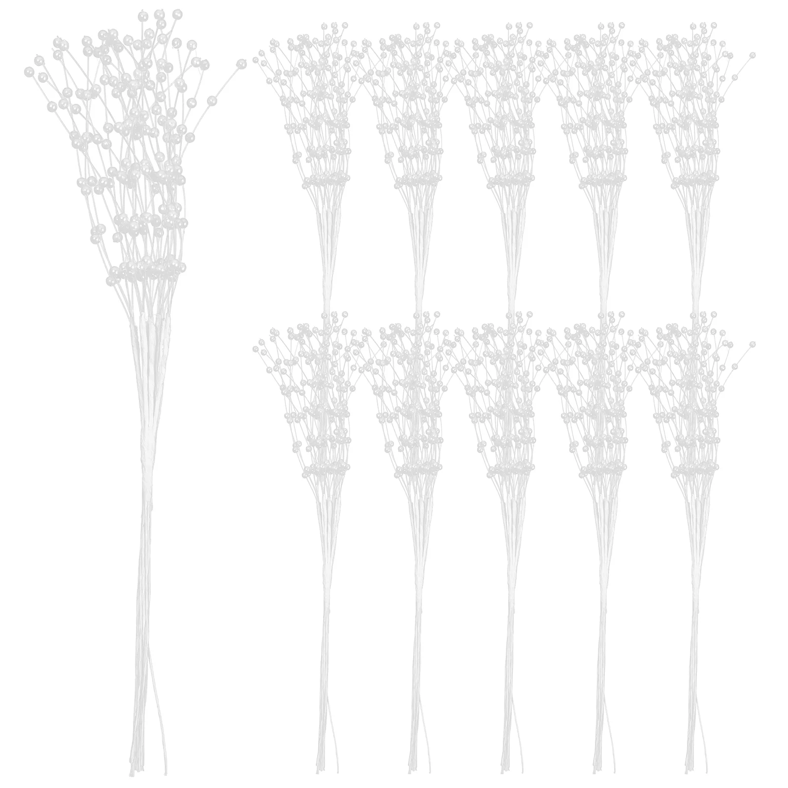 

100 Pcs Pearl Beaded Jewelry Plastic Vases Artificial Bouquet Stem Flower Stems Beading Stick Berry String Branch Bride Sticks