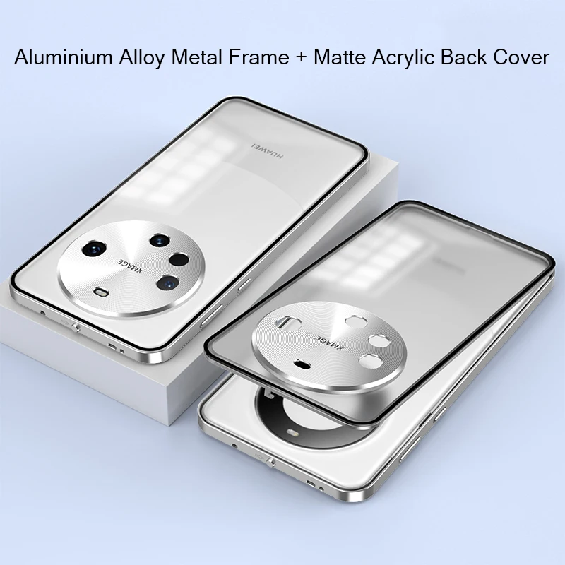 

Металлическая рамка из алюминиевого сплава для Huawei Mate 60 Pro Plus Pro + матовая акриловая задняя крышка металлический бампер Защита объектива камеры