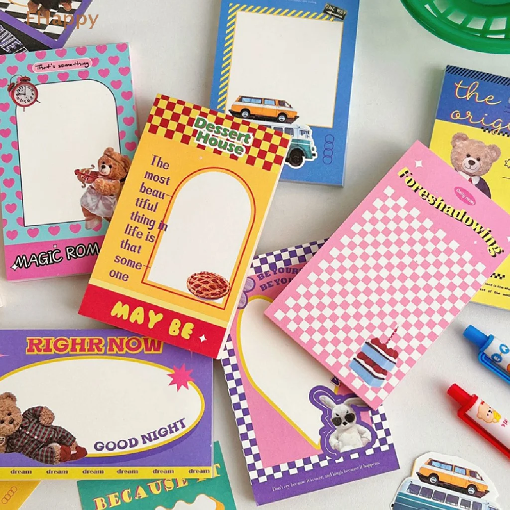 

160 Sheets Korean ins Retro Bear Memo Pad Cute Stationery N Times Sticky Notes Portable Notepad School Office Supply