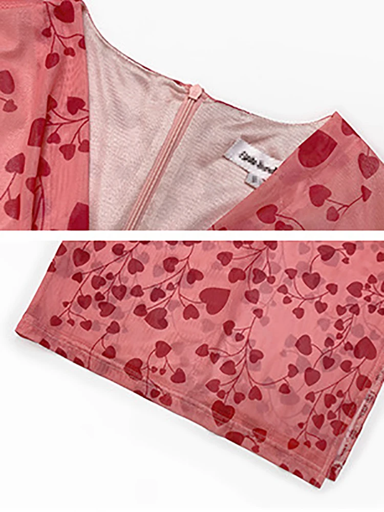 Женское повседневное длинное платье в горошек розовое элегантное Сетчатое с