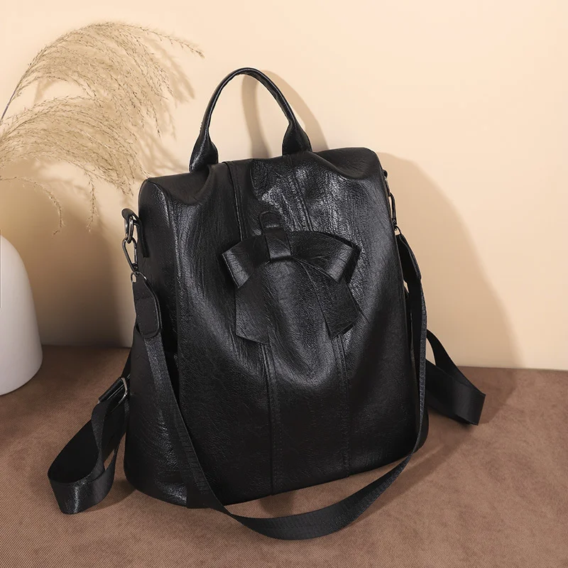

Women's Bag New Soft Leather Texture Double Shoulder Bag Fashion Single Shoulder Bag Simple Temperament Travel Backpack