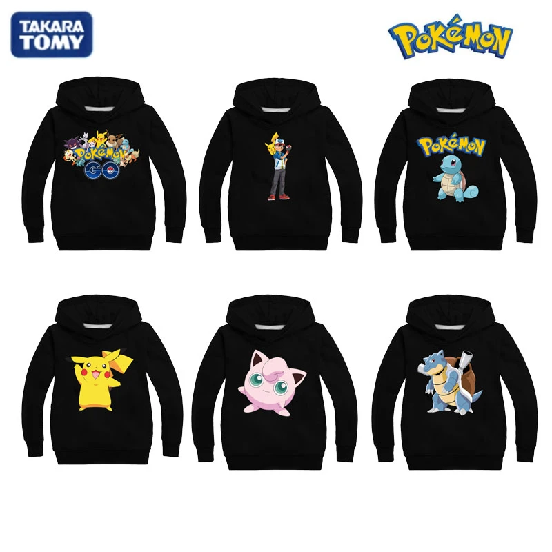 

Takara Tomy Pokemon Anime детский пуловер худи Пикачу толстовка с капюшоном осень весна теплая уличная рубашка бутик детской одежды