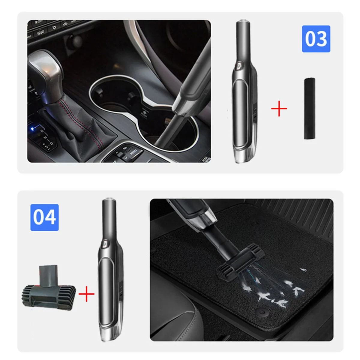 Беспроводной автомобильный пылесос 19000 па мощный ручной с 2 встроенными