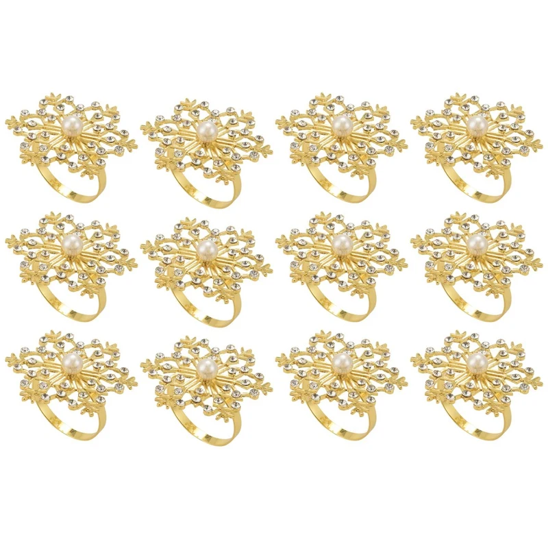 

12 шт., кольца для салфеток в виде снежинок