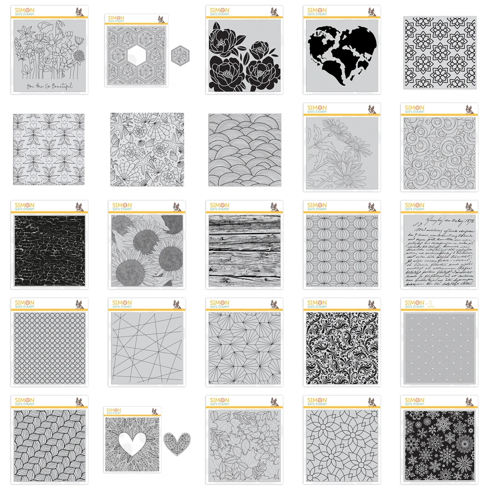 

Background Pattern Flower Heart Words Clear Stamps Set for Scrapbooking Paper Making Embossing Frames Card Craft no Dies