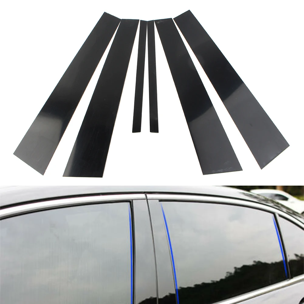 6pcs Car Pillar Posts Door Window Trims Covers Decorative Sticker For Honda Accord 2008 2009 2010 2011 2012