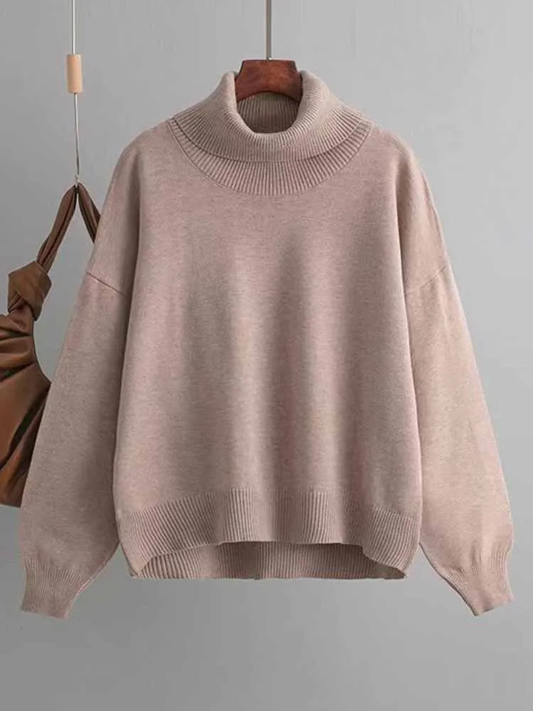 

Turtleneck Winter Sweater Women Casual Oversized Knitted Pullover Solid Long Sleeve Knitwear Female Loose Fashion Warm Jumper