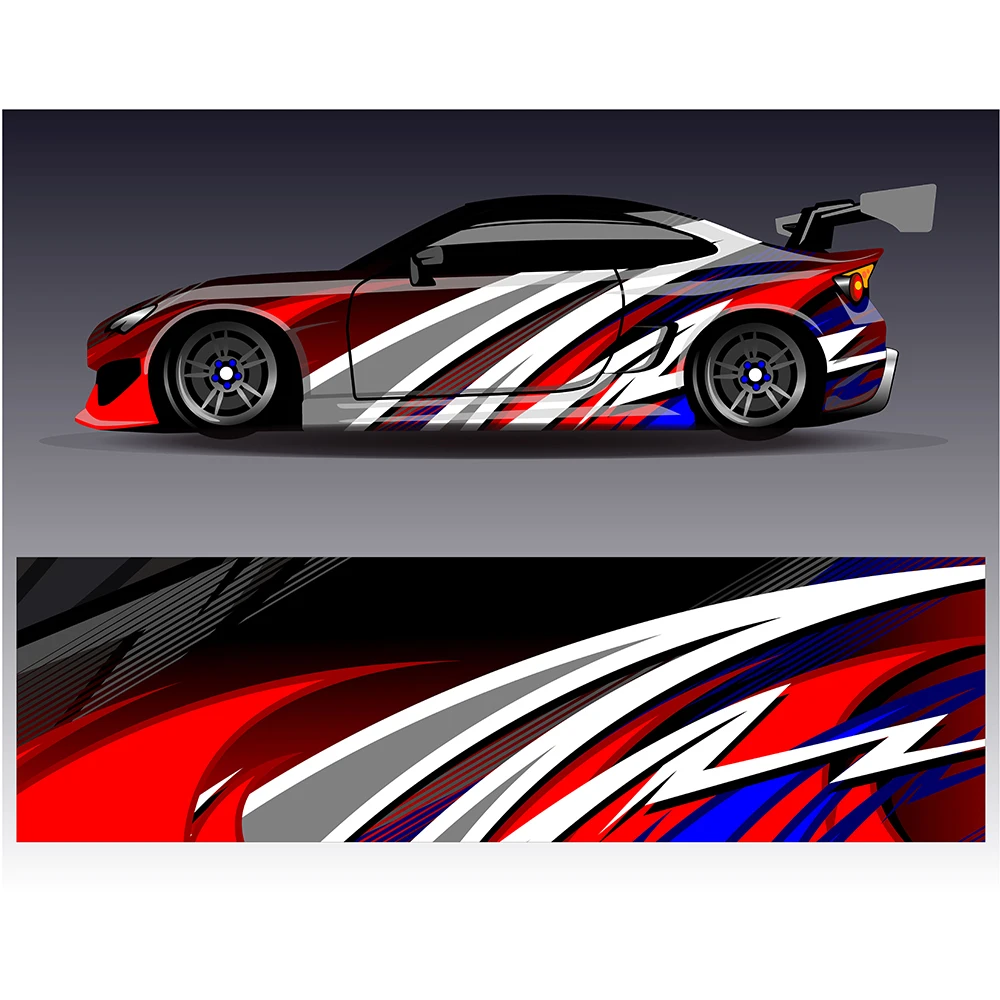 Абстрактная изогнутая полноразмерная гонка RV графические наклейки виниловая