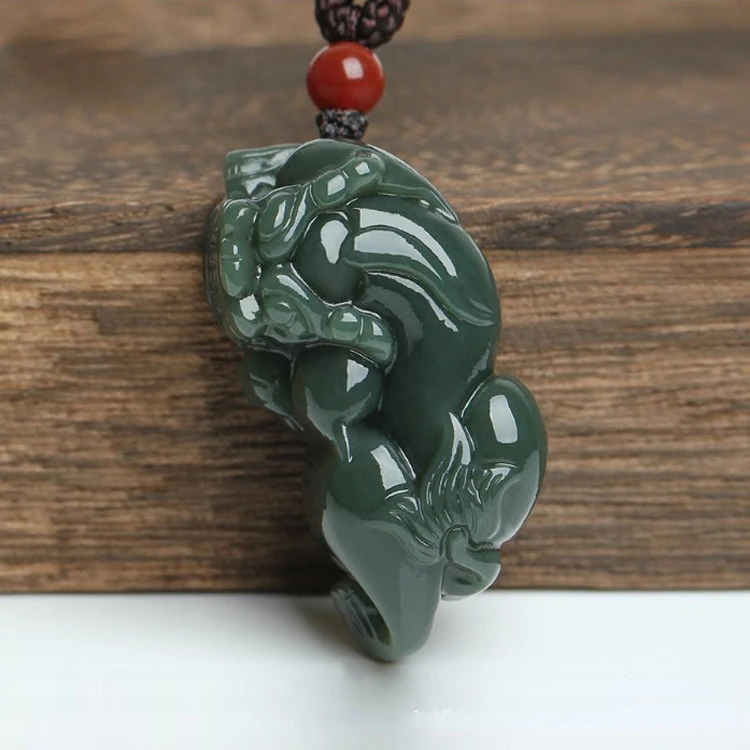 

Лидер продаж, ожерелье с подвеской из натурального голубого нефрита и пиксиа, изысканная бижутерия, Подвеска для женщин и мужчин, модные акс...