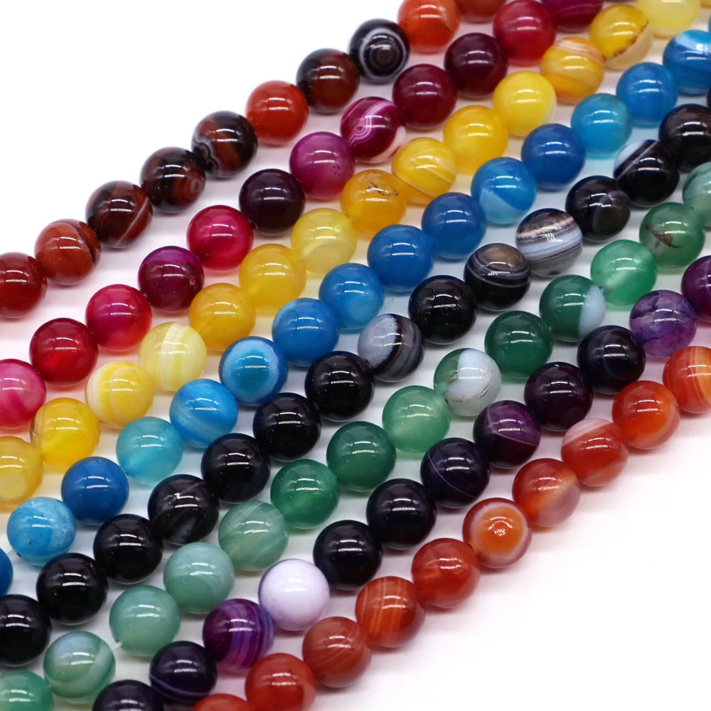 6 8 10 мм натуральный камень черная красная полоса агат круглые драгоценные камни