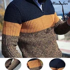 Мужской осенне-зимний вязаный свитер, теплый пуловер с V-образным вырезом, джемпер с длинным рукавом, Повседневная свободная Мужская трикотажная одежда, топы, женская одежда