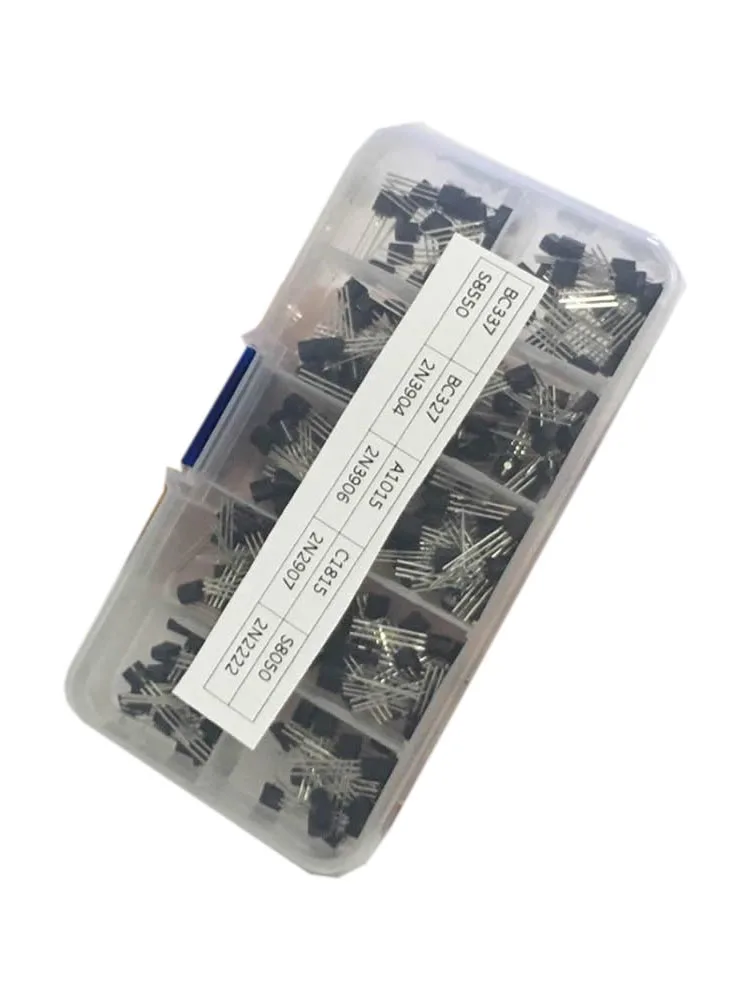 

10value 200PCS BC337 BC327 2N2222 2N2907 2N3904 2N3906 S8050 S8550 A1015 C1815 Transistor Assortment Kit Transistors Box Pack