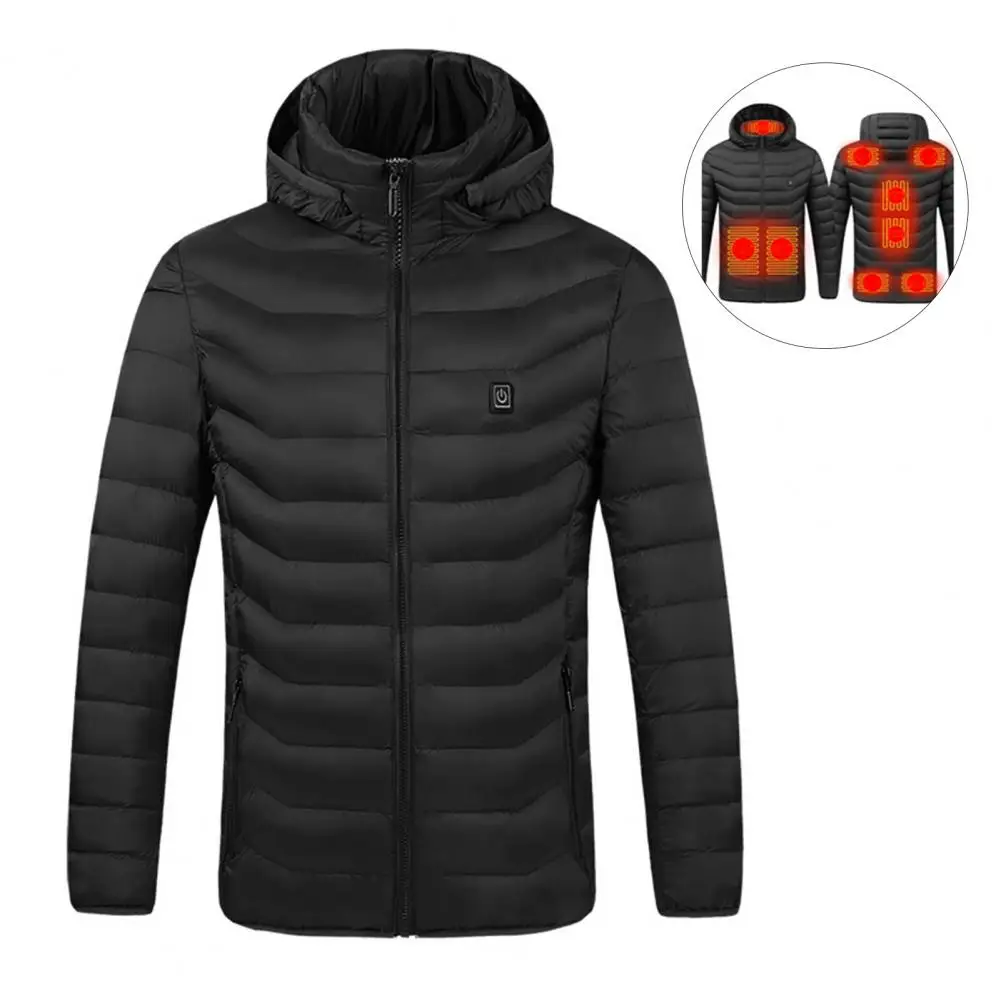 Stylish Men Heating Jacket Solid Color Lightweight Windproof Pockets USB Heating Jacket  Heated Jacket    Heating Coat