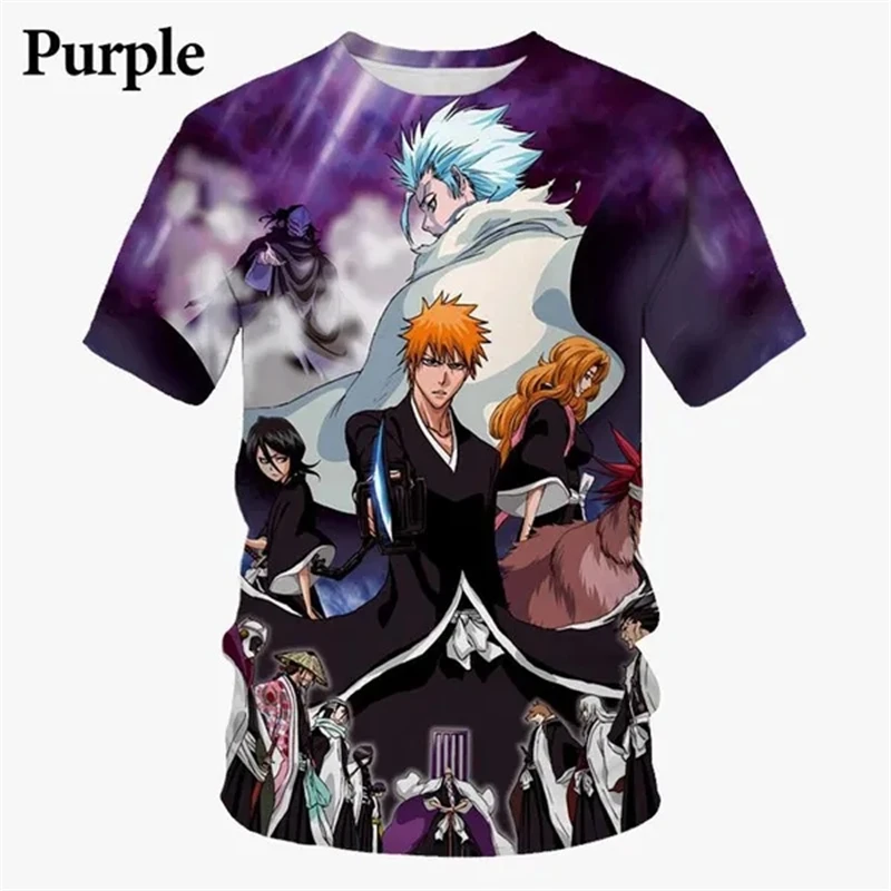 

Men's Fashion 3D Print Anime Ichigo Kurozaki T-Shirt Classic Japanese T-Shirt Summer Casual Harajuku Style Short Sleeve Top Tees